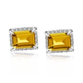 Eine einfache Ohrstecker strahlend Diamant 0,1 ct Citrin 925 Sterling Remasuri Kristall Ohrringe