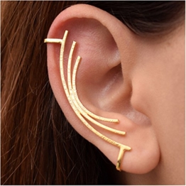 Einzel ohrring für das rechtes Ohr und für nicht gepiercten Ohren, vergoldet 925 Sterling Silber Ohrklemme gehämmert , Ohr Stulpeohrring, ohrmanschette, ear cuff handgemacht von Emmanuela