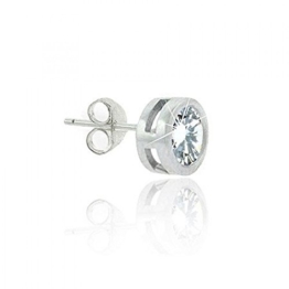 Eleganter 8mm großer Herren Ohrring / Ohrstecker mit Zirkonia Diamanten, Sterling Silber