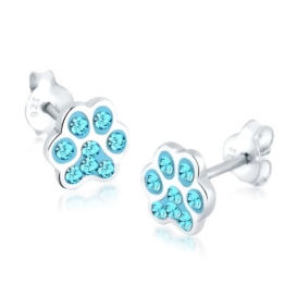 Elli Damen-Charm Pfote 925 Sterling Silber Swarovski Kristall blau Brillantschliff 303181212