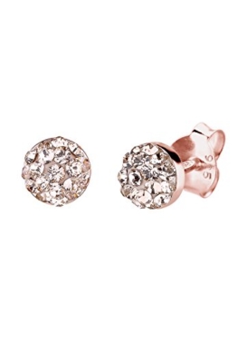 Elli Damen-Ohrstecker Basic Klassik rosé-vergoldet mit Swarovski Kristallen im Brillantschliff rosa – 0311781414