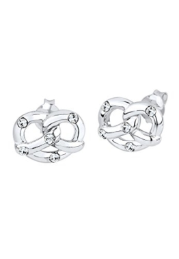 Elli Damen-Ohrstecker Brezel WIESN 925 Sterling Silber mit 10 Swarovski Kristallen 12 mm 0304962914