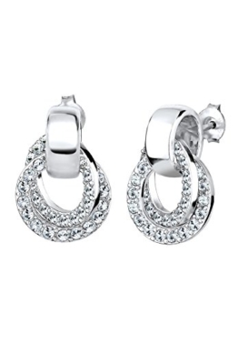 Elli Damen-Ohrstecker Glamour Kristall Ohrstecker aus Swarovski Kristallen 925 Sterling Silber Brillantschliff weiß   – 0310292814