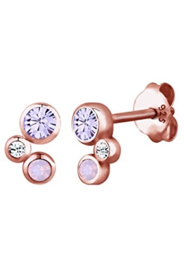 Elli Damen-Ohrstecker Ombre 925 Silber Swarovski Kristall lila Rundschliff – 0312830315
