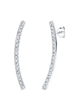 Elli Damen-Ohrstecker Statement 925 Sterling Silber mit Swarovski Kristallen im Brillantschliff weiß   – 0312321814