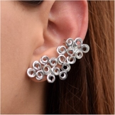 Emmanuela Honeycomb Ohrklemme, Sterling-Silber 925, massiv, Honeycomb Ohrring für linkes Ohr, Statement nur das Ohr Crawler, Modern, Ohr
