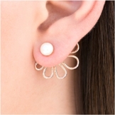 Emmanuela Rose Gold Die Jacken, Rose vergoldet Sterling Silber doppelseitig Ohrringe mit Weiß oder Schwarz Pearl, handgefertigt Vorderseite Rückseite Ohrringe, ausgefallene Fashion Schmuck