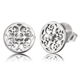 Engelsrufer Ohrstecker Ornament mit weißen synth. Zirkonia Silber rhodiniert, 13mm ERE-ORNA-ZI-ST