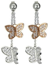 Esprit Damen-Ohrstecker rose butterfly 925 Sterlingsilber teilweise vergoldet mehrfarbig 82 Zirkonia farblos ESER91260C000