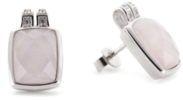 Esprit Damen-Ohrstecker swank rose 925 Sterlingsilber 8 Zirkonia farblos 2 Rosenquarz rosa ESER91228B000