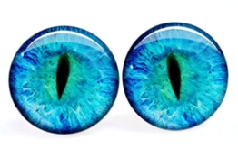 Eucraft Handmade Blau Katzenaugen 925 Silber Ohrstecker