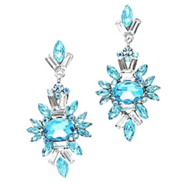 Feine Statement Ohrringe lange Ohrstecker Kristall klar Blau Hellblau 6,3cm lang