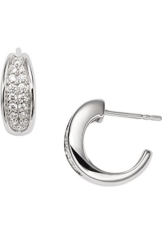 Fossil Ohrringe JFS00365 Damen Creolen Sterling-Silber 925 weiß Zirkonia