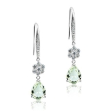 Frauen 925 Sterling Silber 4,66 karat natürlichen grüne amethyst Blumen Ohrstecker Ohrringe von Dormith®