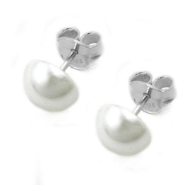 Gallay Ohrstecker 8 mm Perle Imitat flach 925 silber