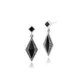 Gemondo Markasit Ohrringe, 925 Sterling Silber 1.1 ct Onyx Markasit Art Deco Schwarz Drop Ohrringe