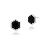 Gemondo schwarz Onyx Ohrringe, 925 Sterling Silber 2,20 ct Schwarz Onyx Sechskant Prism Ohrstecker
