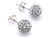 Giltzerkugel, Diamondballs, Strass, Ohrstecker 6mm Sterlingsilber