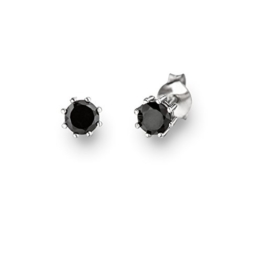 Glanzstücke München Damen-Ohrstecker Sterling Silber Spinell schwarz – Ohrstecker rund Silberohrstecker 925 Edelstein Ohrringe