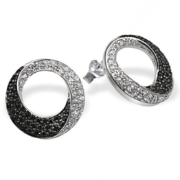 Goldmaid Damen-Ohrringe 925 Sterlingsilber 50 weisse 72 schwarze Zirkonia