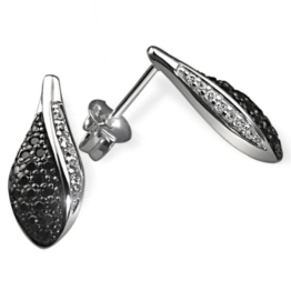 Goldmaid Damen-Ohrringe Tropfen 925 Sterlingsilber 14 weiße 32 schwarze Zirkonia