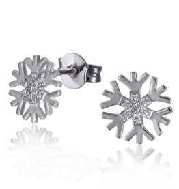 Goldmaid Damen-Ohrstecker Schneeflocken 925 Sterlingsilber 13 weiße Zirkonia