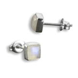 ISLAND PIERCINGS Edle 925er Silber und Mondstein Ohrringe Stecker Design Handarbeit SER268