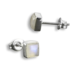 ISLAND PIERCINGS Edle 925er Silber und Mondstein Ohrringe Stecker Design Handarbeit SER268