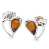 InCollections Damen-Ohrstecker 925/000 Sterlingsilber mit Bernstein, Herz 0010265010890