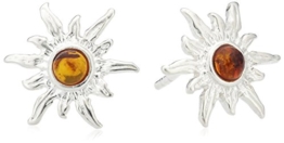 InCollections Damen-Ohrstecker Sonne 925 Sterling Silber 2 Bernsteine gelb 13 mm 0010260010890