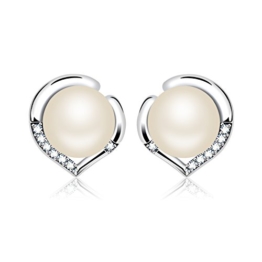 J.Rosée Damen Ohrstecker Ohrringe Set Sterling Silver 925 mit Zirkonia Perlen 3mm für Hochzeit / Valentinstag