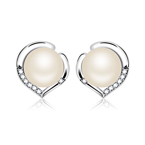 J.Rosée Damen Ohrstecker Ohrringe Set Sterling Silver 925 mit Zirkonia Perlen 3mm für Hochzeit / Valentinstag