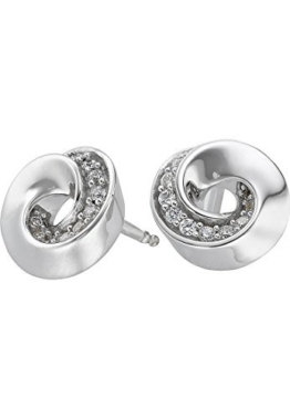 JETTE Silver Damen-Ohrstecker Twisted 925er Silber 20 Zirkonia One Size, silber