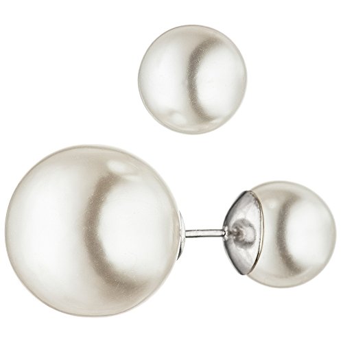 JOBO Ohrstecker 925 Silber 4 Perlen weiß Ohrringe Perlenohrringe doppelseitig