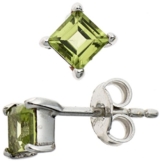 JOBO Ohrstecker 925 Sterling Silber rhodiniert 2 Peridote Ohrringe
