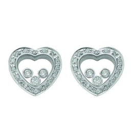 JQS Floating Trilogy Sterling-Silber 925 Zirkonia Herz rhodiniert Ohrringe vergoldet 4,1 g