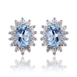 JewelryPalace Prinzessin Diana William Kate 1.2ct Natürliche blau Topas Halo Ohrstecker Ohrschumck Ohrringe Damen 925 Sterling silber