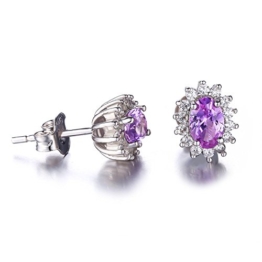 Jewelrypalace 1.5ct Synthetisch Lila-Blau Alexandrit Saphir Prinzessin Diana Ohrstecker Ohrringe solide 925 Sterling Silber