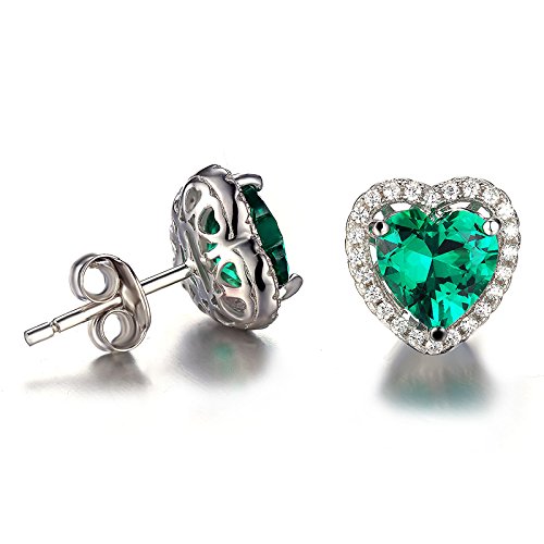 Jewelrypalace 2.57ct Synthetisch Grün Nano Russisch Smaragd Herz Ohrring Ohrstecker 925 Sterlingsilber Herz