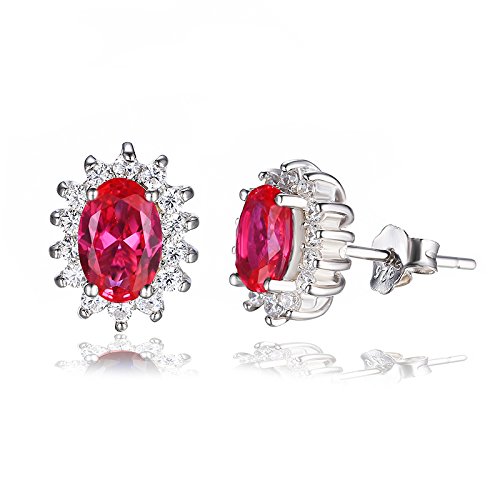 Jewelrypalace 2.5ct Tauben Blut Rot Synthetisch Rubin Ohrring Ohrstecker 925 Sterlingsilber