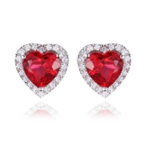 Jewelrypalace 3.51ct Herz&Liebe Luxus Damen Taube Blut Rot Synthetisch Rubin Ohrklemme Ohrstecker Ohrring 925 Sterlingsilber
