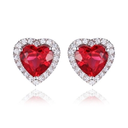 Jewelrypalace 3.51ct Herz&Liebe Luxus Damen Taube Blut Rot Synthetisch Rubin Ohrklemme Ohrstecker Ohrring 925 Sterlingsilber