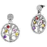 Julie Julsen Ohrringe JJER8722.1 Damen Ohrstecker Lebensbaum bunt Sterling-Silber 925 Zirkonia
