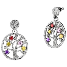 Julie Julsen Ohrringe JJER8722.1 Damen Ohrstecker Lebensbaum bunt Sterling-Silber 925 Zirkonia