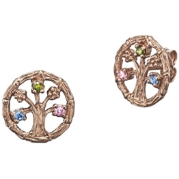 Julie Julsen Ohrringe JJER9298.9 Damen Ohrstecker Lebensbaum rosé Sterling-Silber 925 Mehrfarbig Zirkonia