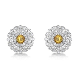 Just Jo Topas Citrin und Ohrringe Ohrstecker Circle Sterling-Silber 925 Rhodium veredelt