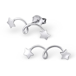 Katy Craig Ohrstecker/Ohrringe, klein, Sterling-Silber 925 Motiv doppelter/springender Stern, 1 Paar