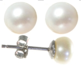 Klassische 925 Sterling Silber Süßwasser-Perlen Damen – Paar Ohrstecker 6.0mm