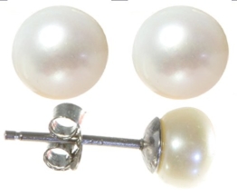 Klassische 925 Sterling Silber Süßwasser-Perlen Damen – Paar Ohrstecker 6.0mm