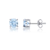 Klassische Damen Ohrstecker SterlingSilber 925 rhodiniert Ohrringe Blau Topaz Stein 6mm Geburtsstein Dezember